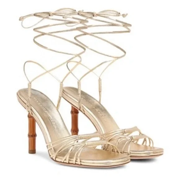 Veronica Beard Cabot strappy metallic ankle strap sandals in gold size 7 - Picture 1 of 8